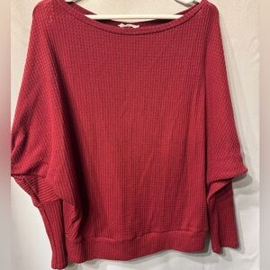 Reb in J 220 Wine Burgundy Maroon Waffle Knit Top Oversized for Comfort size sm